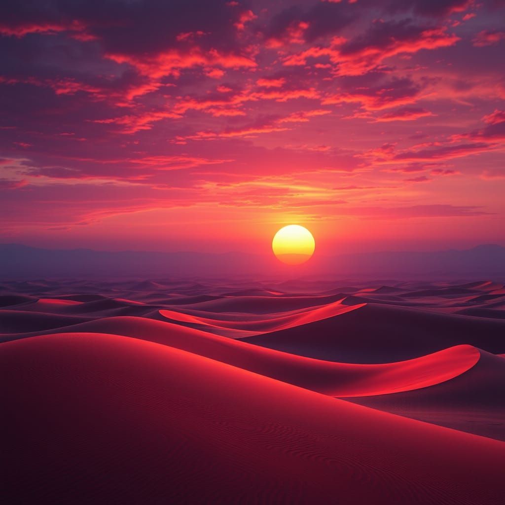Gobi Desert Sunset in Vibrant Realism