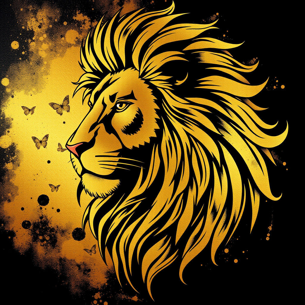 Abstract Golden Lion Illustration