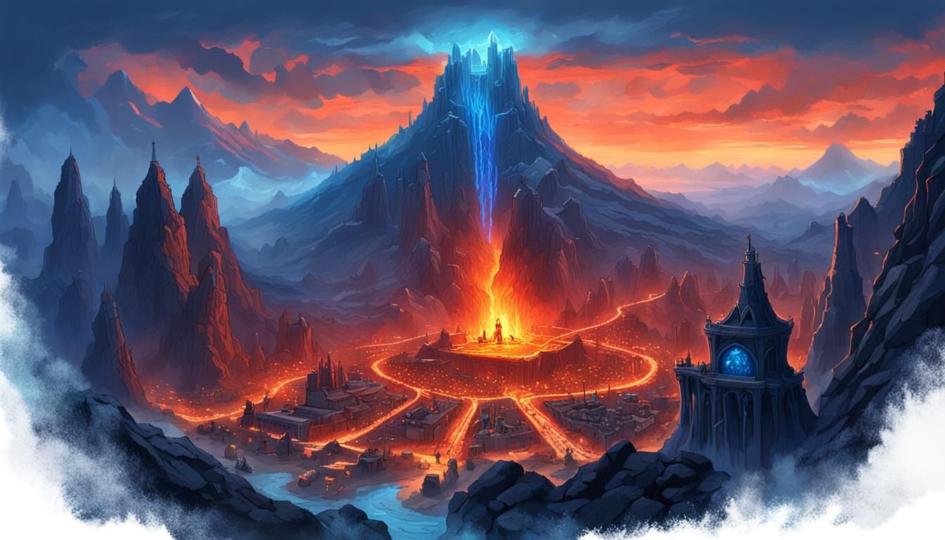 Magipunk Dwarven City in Volcanic Forge
