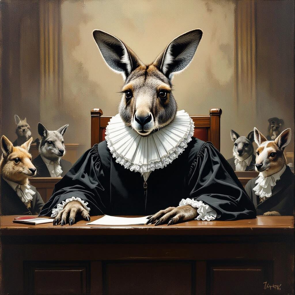 Kangaroo Judge Presides Over Animal Courtroom in Rembrandt S...