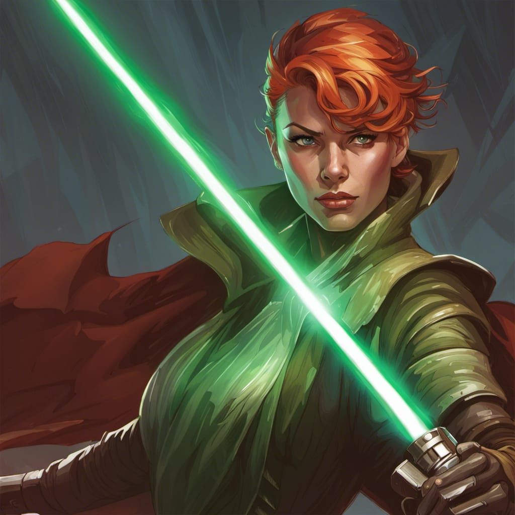Rachel Summers with Lightsaber: Hyperdetailed Portrait