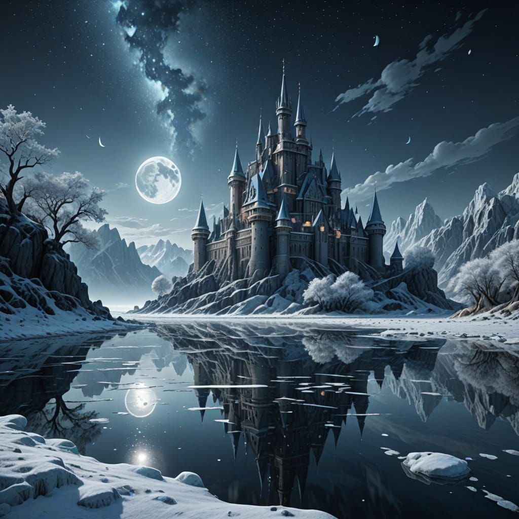 Ice Castle on Wintry Beach: Fantasy Architecture in Digital ...