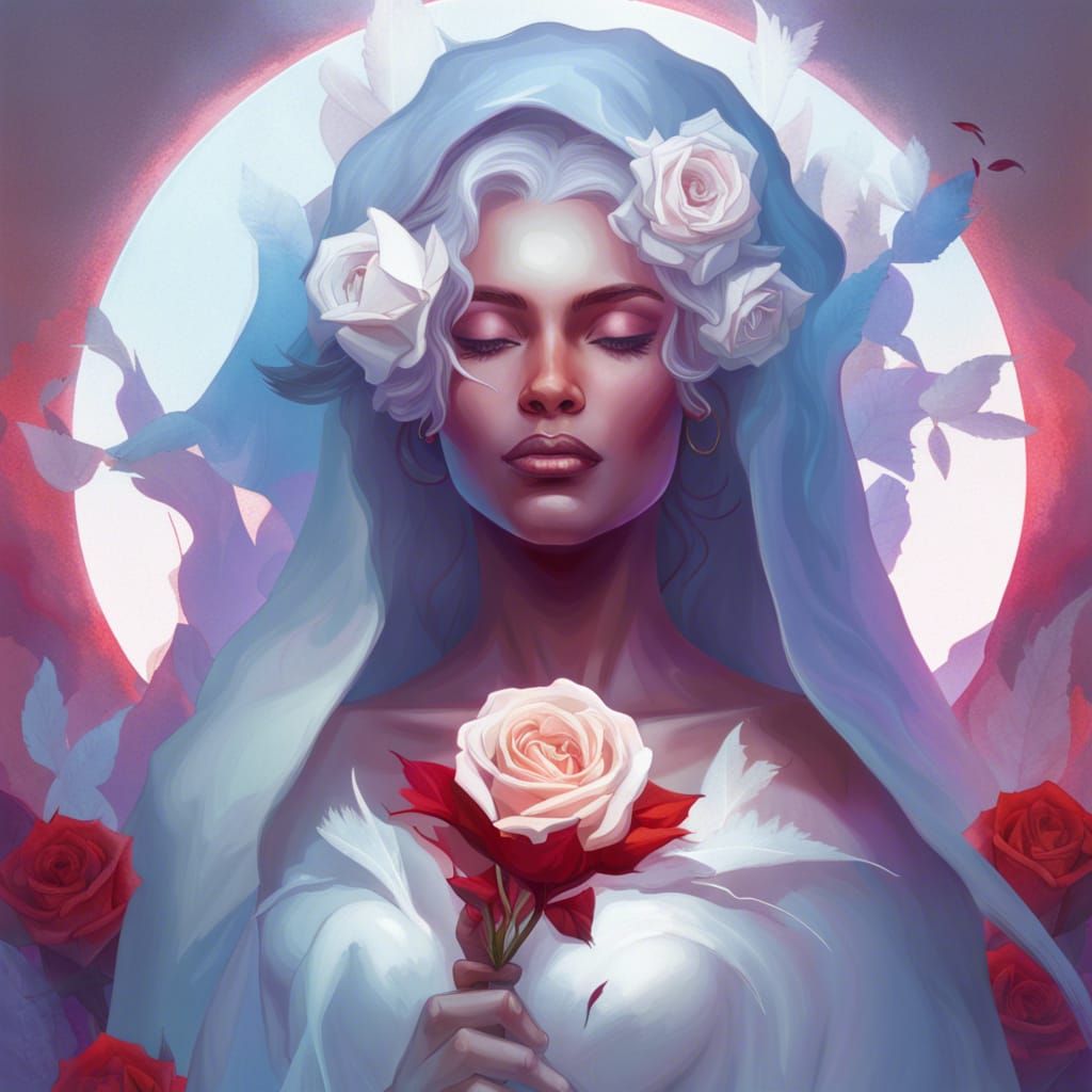 Rose Goddess Portrait in Art Nouveau Style