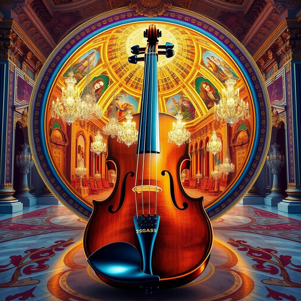 Opulent Violin Portal to 19th Century Ballroom