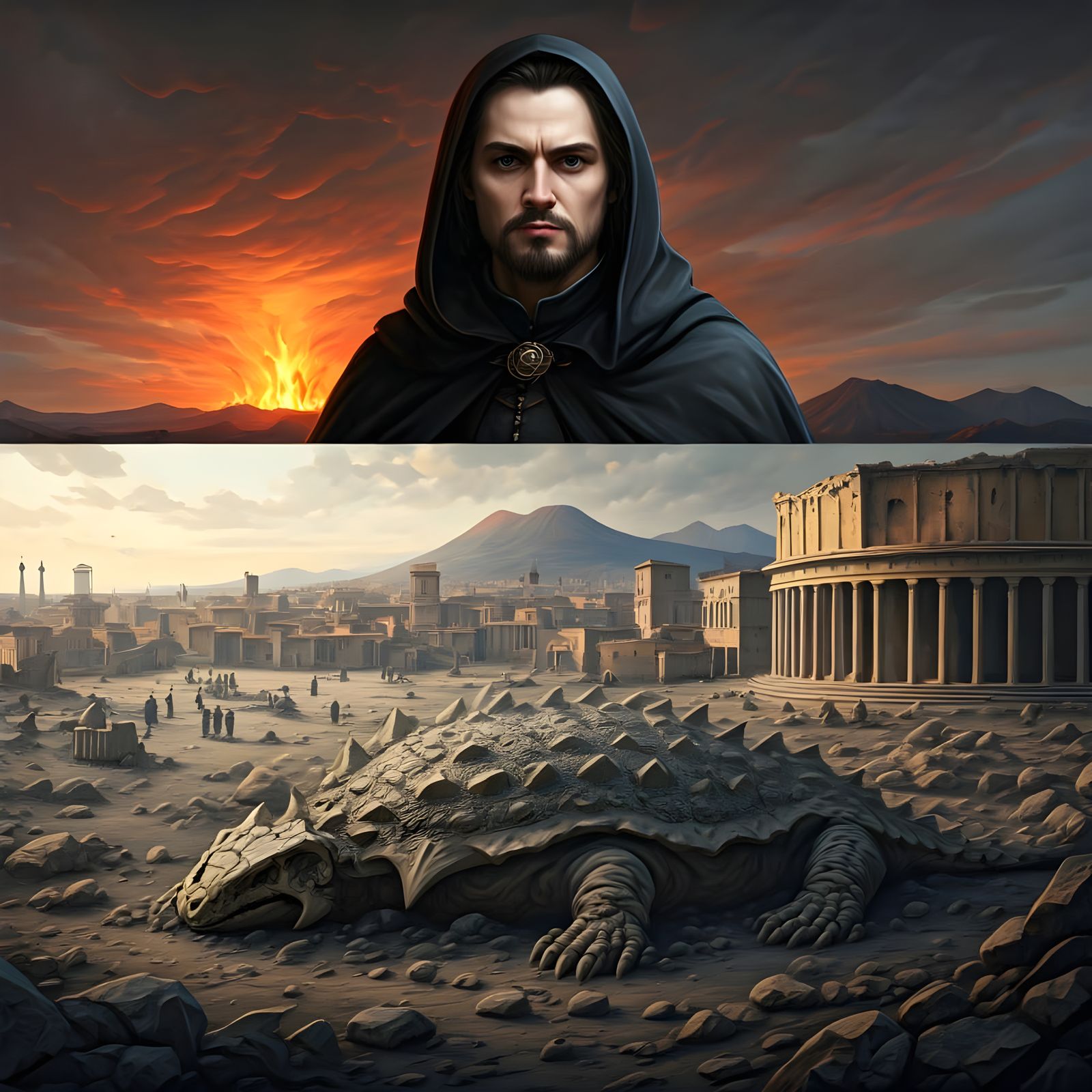 Pompeii Artist Reveals Volcanic Aftermath: Oil Painting