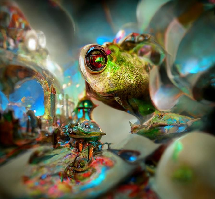 Steampunk Frogs in Psychedelic Flight: Digital Art