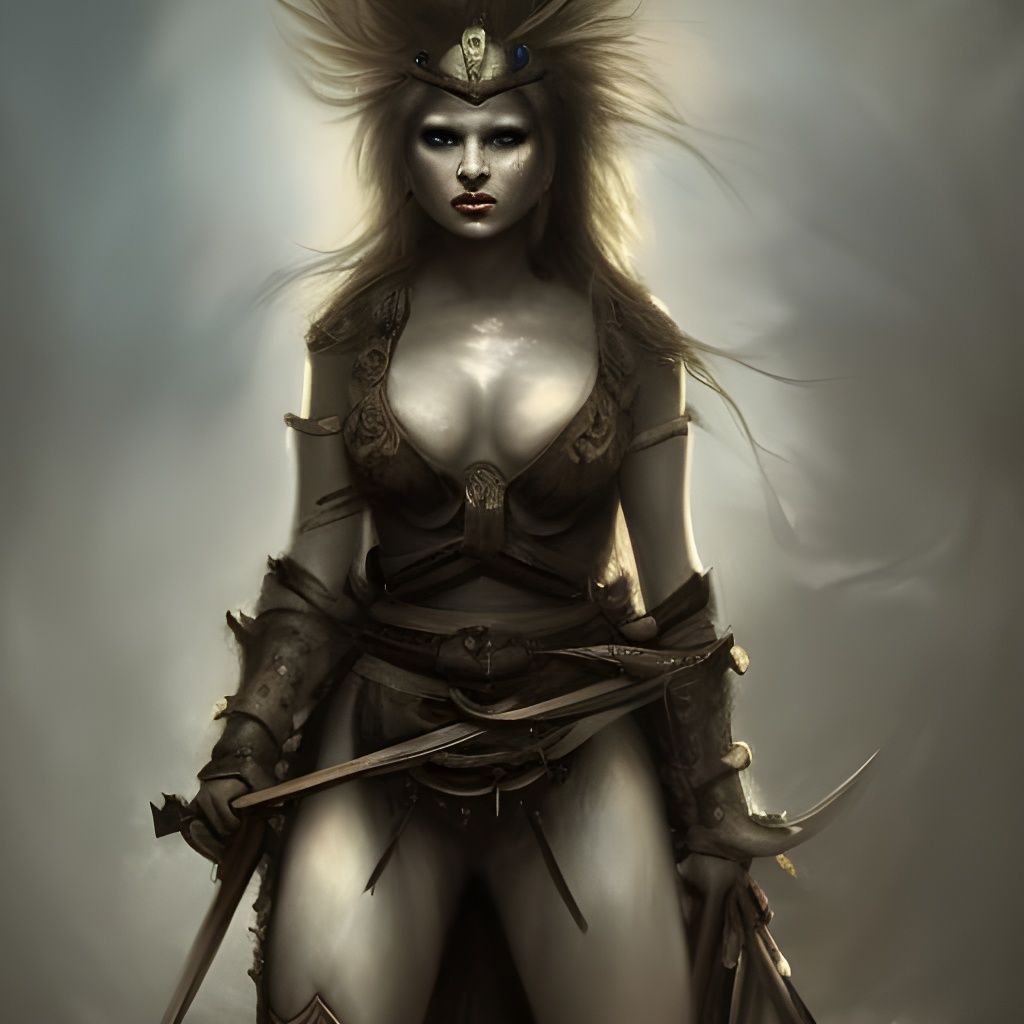 Beautiful Warrior Girl in Dark Fantasy Style