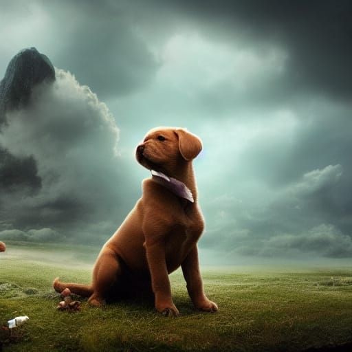 Cute Puppy in Epic Digital Painting