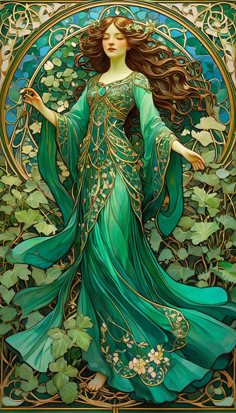 a beautiful woman, 3D, Cloisonne, filigree gold accents, Int...