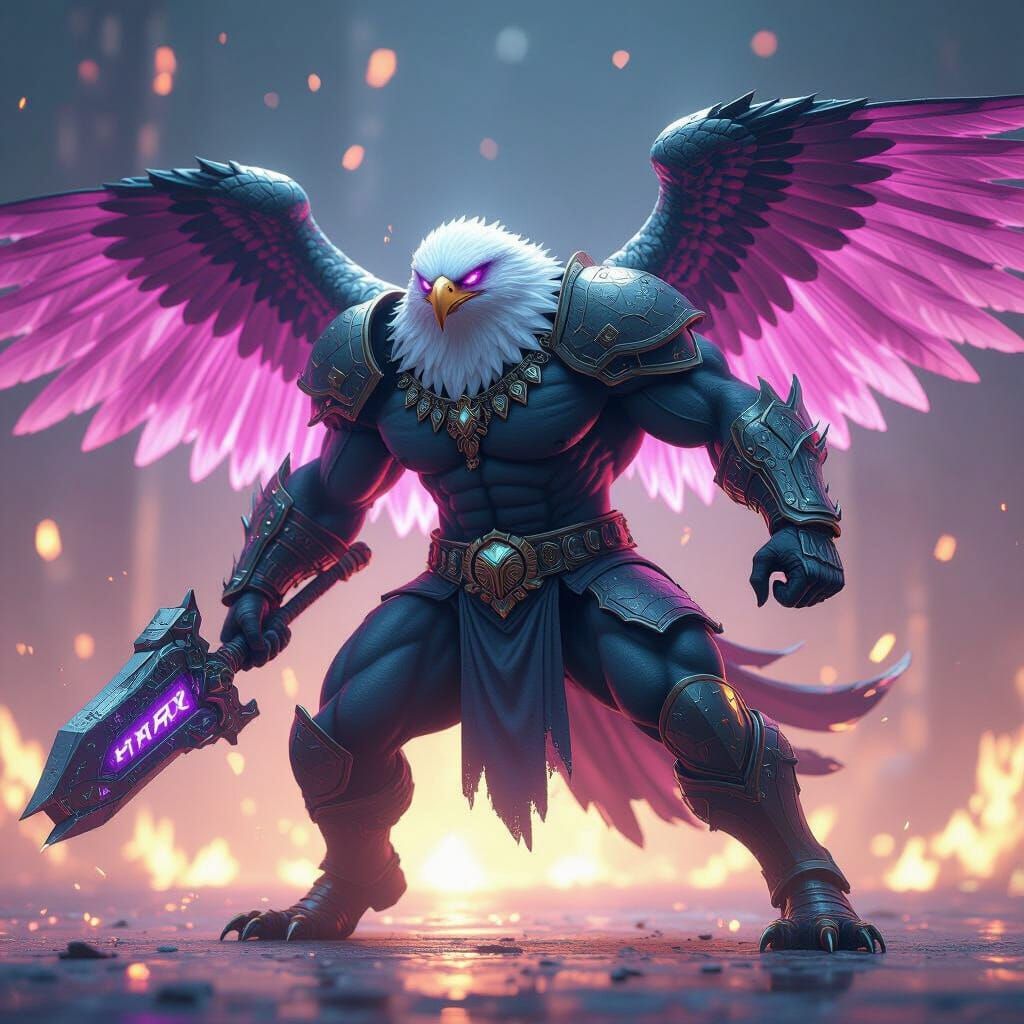 Eagle-Reptilian Overlord in Dynamic Combat Pose