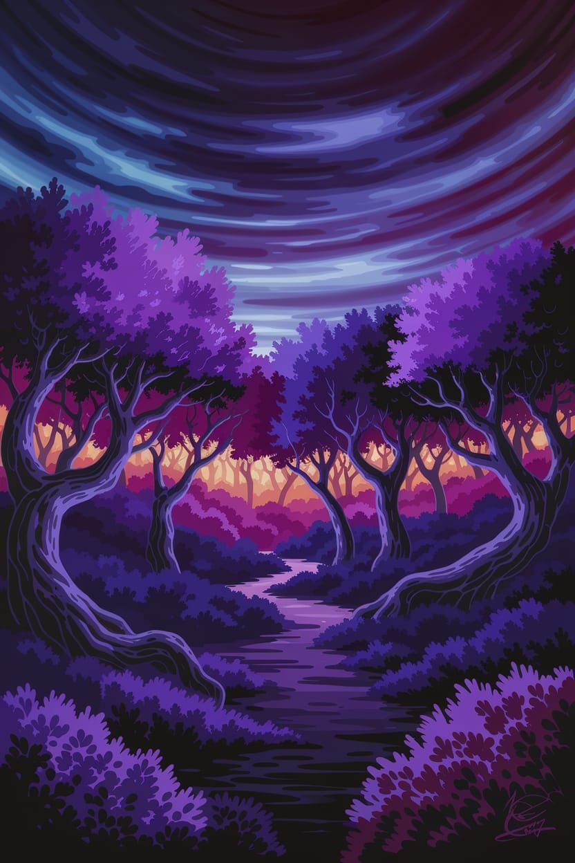 Dramatic Noir Landscape in Garden of Sinners Style