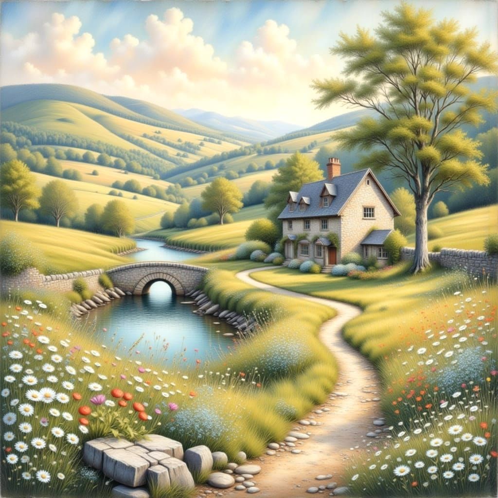 English Countryside in Vibrant Spring Bloom