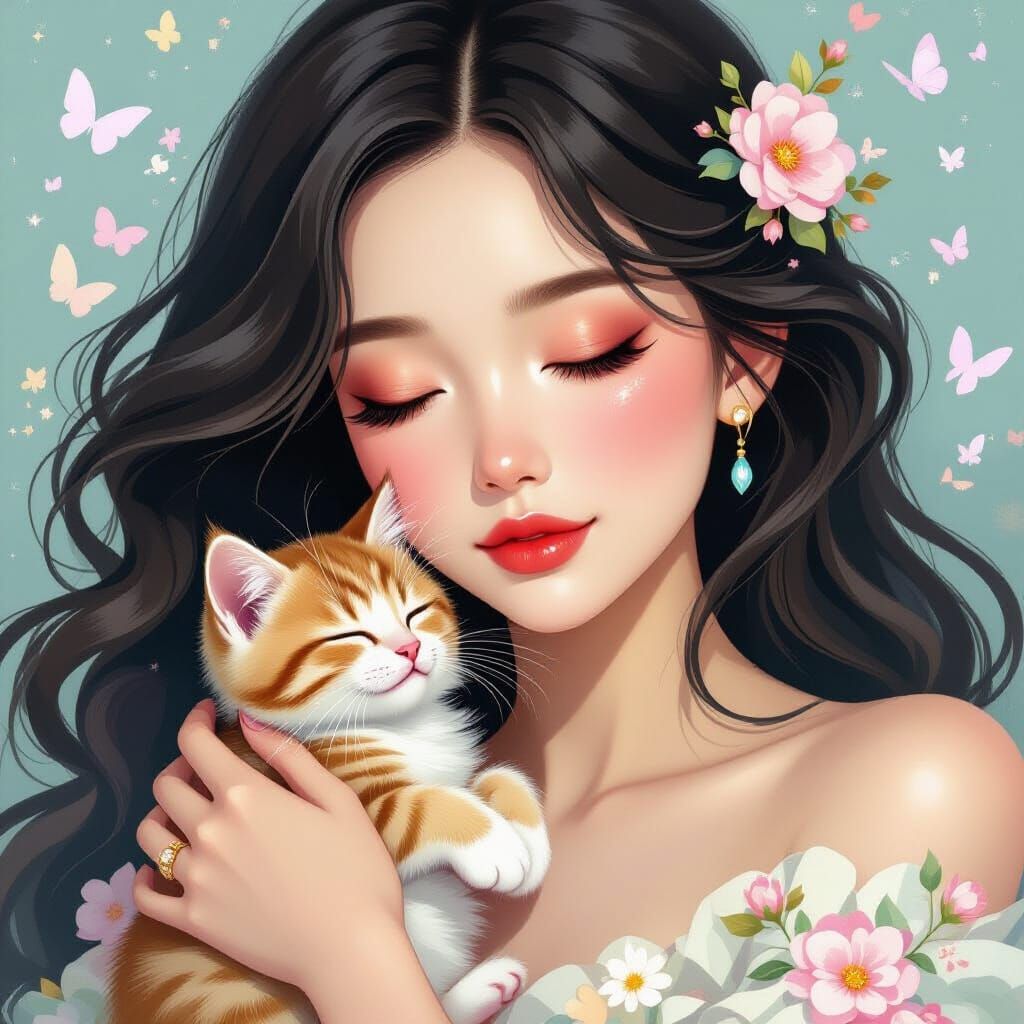 Hugging a cute kitty dearly