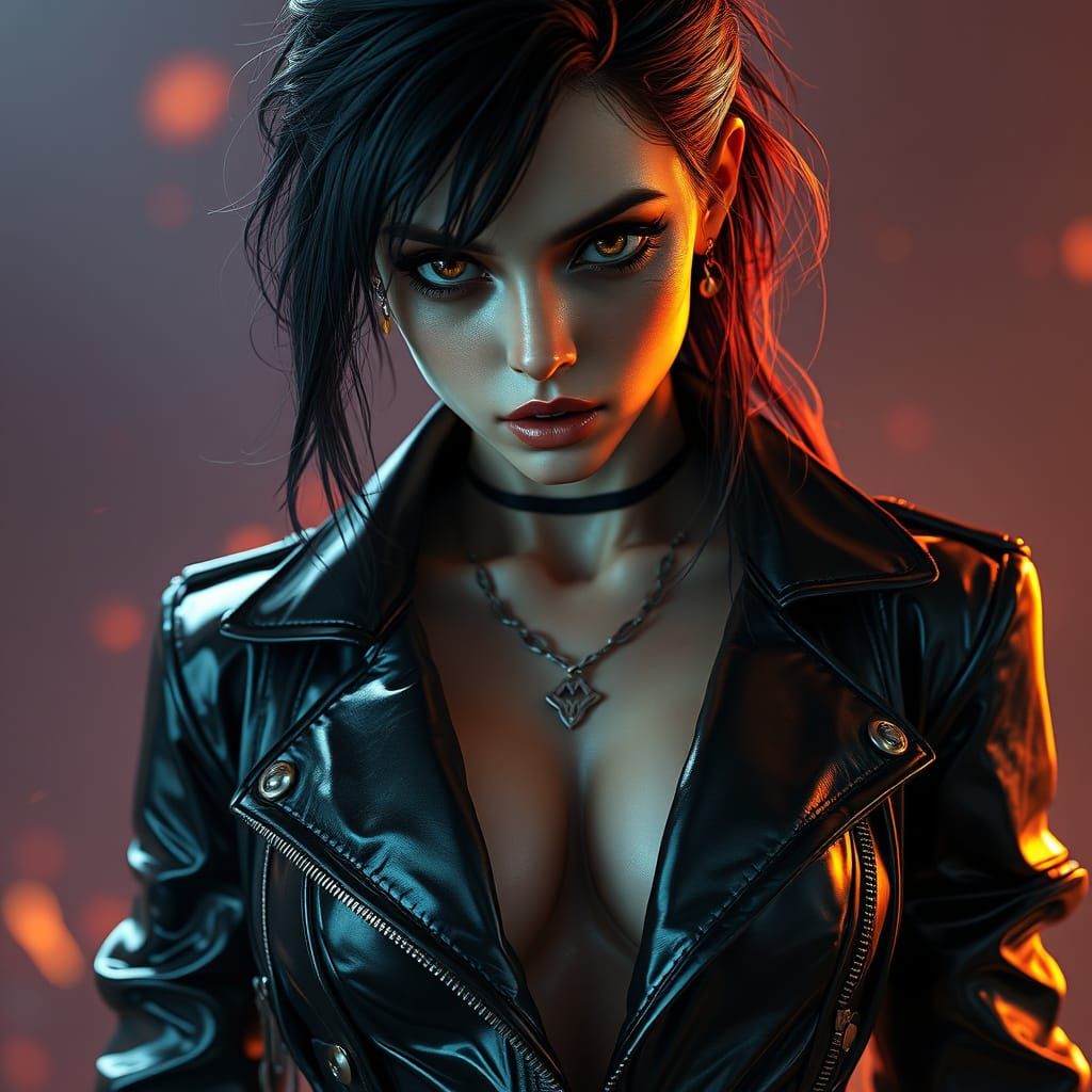 Cyberpunk Female Assassin in Chrome Armor