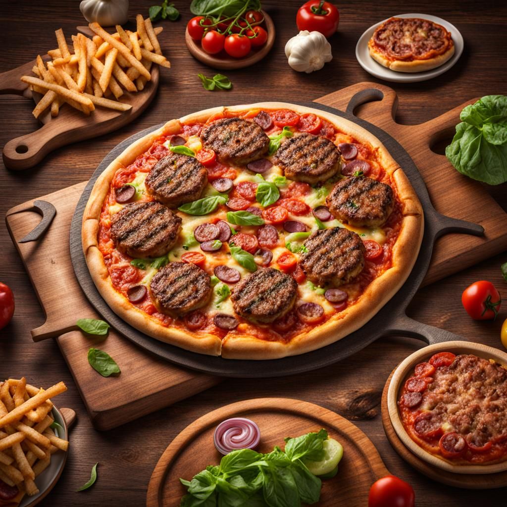 Hamburger Pizza: Hyperrealistic Food Photography