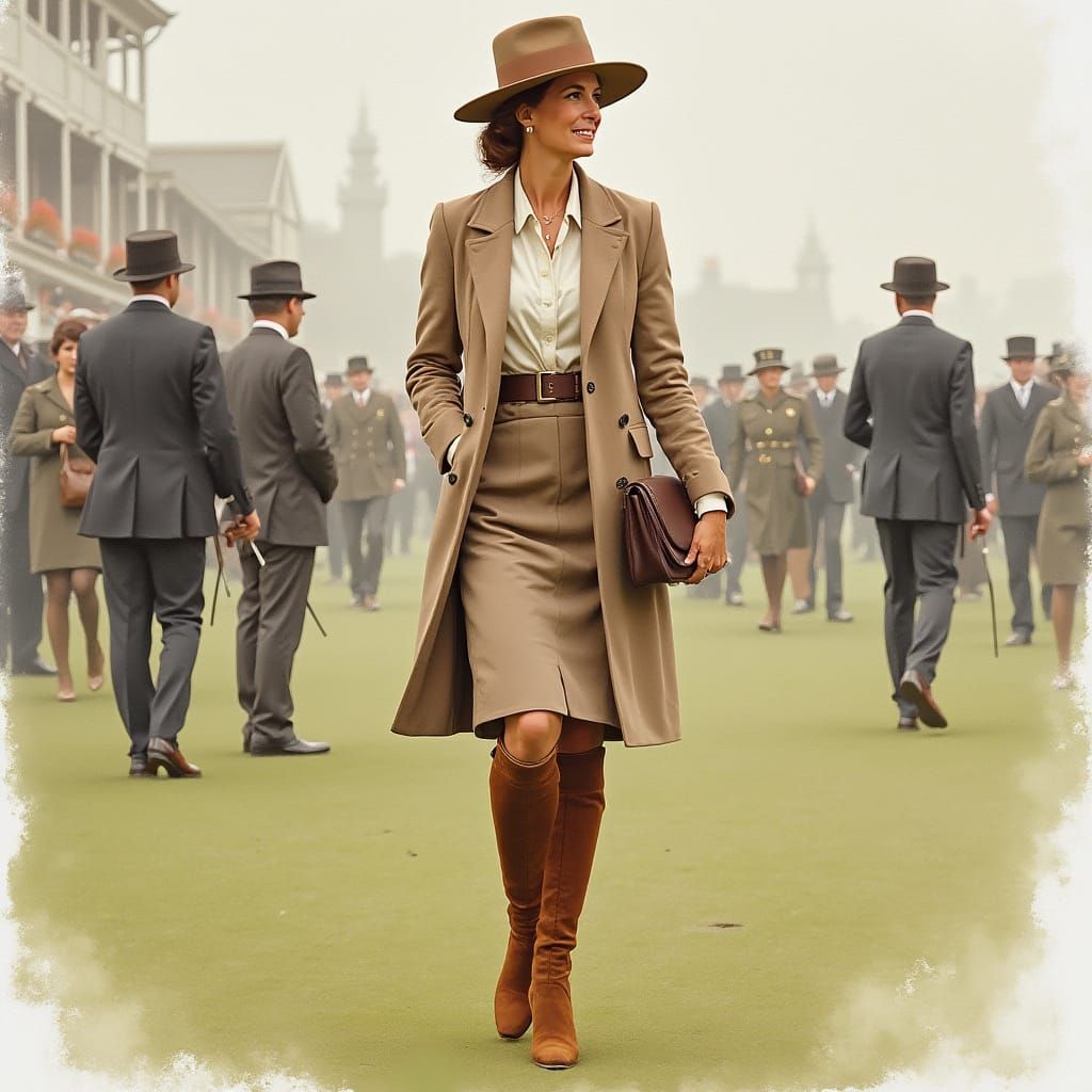 Elegant Princess Anne at Aintree in British Country Chic Sty...
