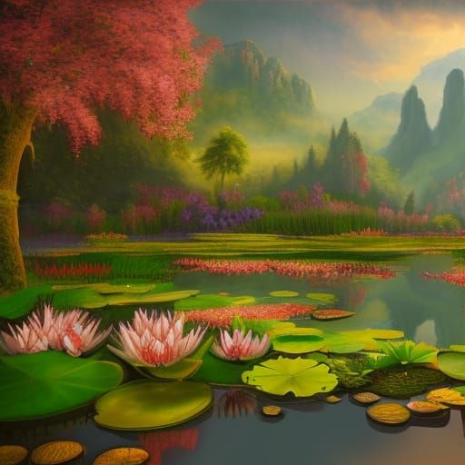 Lily Pond: Detailed Watercolor Landscape in Unreal Engine