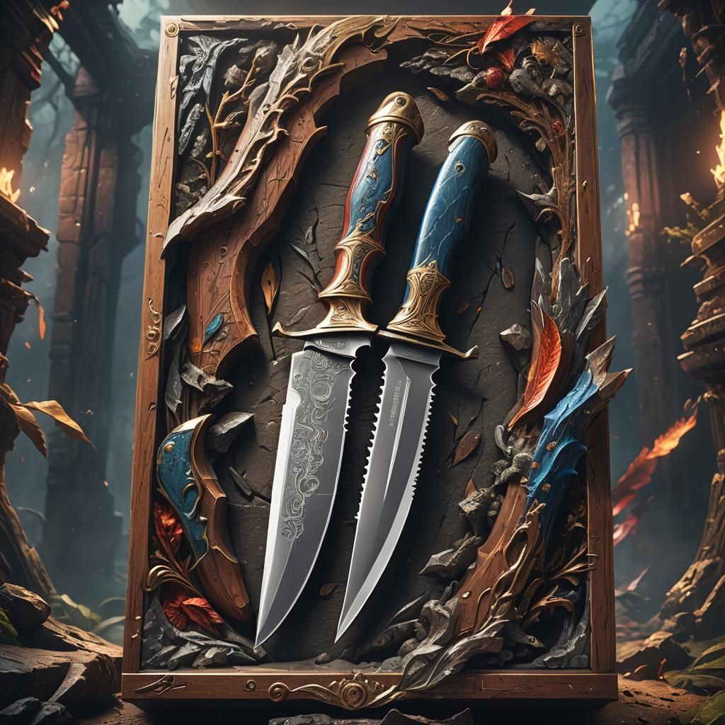 Bowie Knife in Detailed Fantasy Display Case