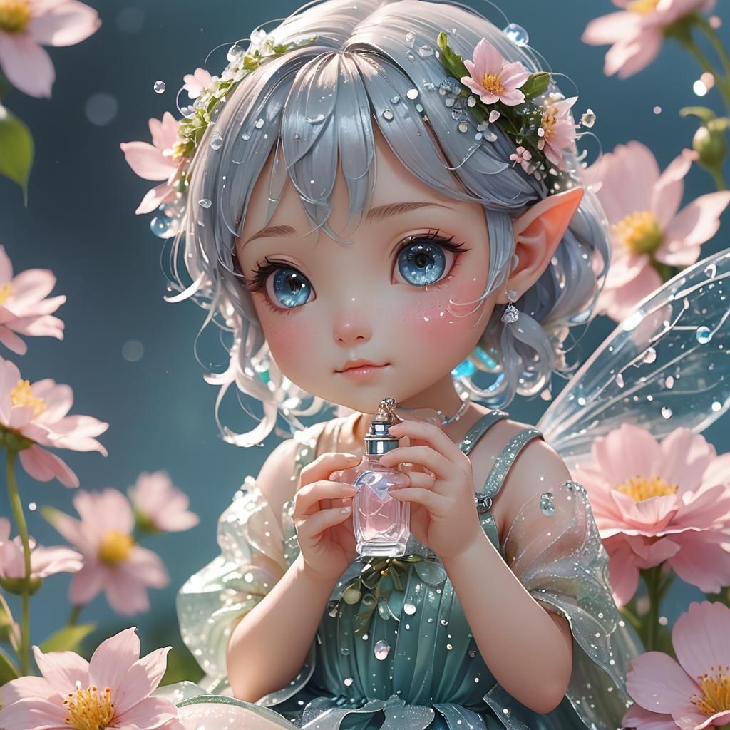 Anime Fairy with Perfume: Macro 3D Art