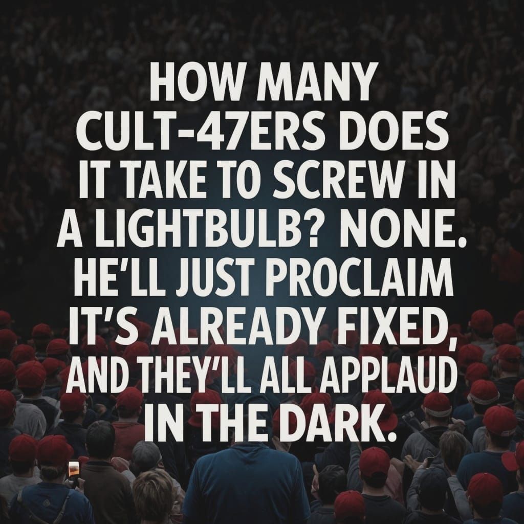 Trump Cult Rally Quote Graphic in Dark Aesthetic