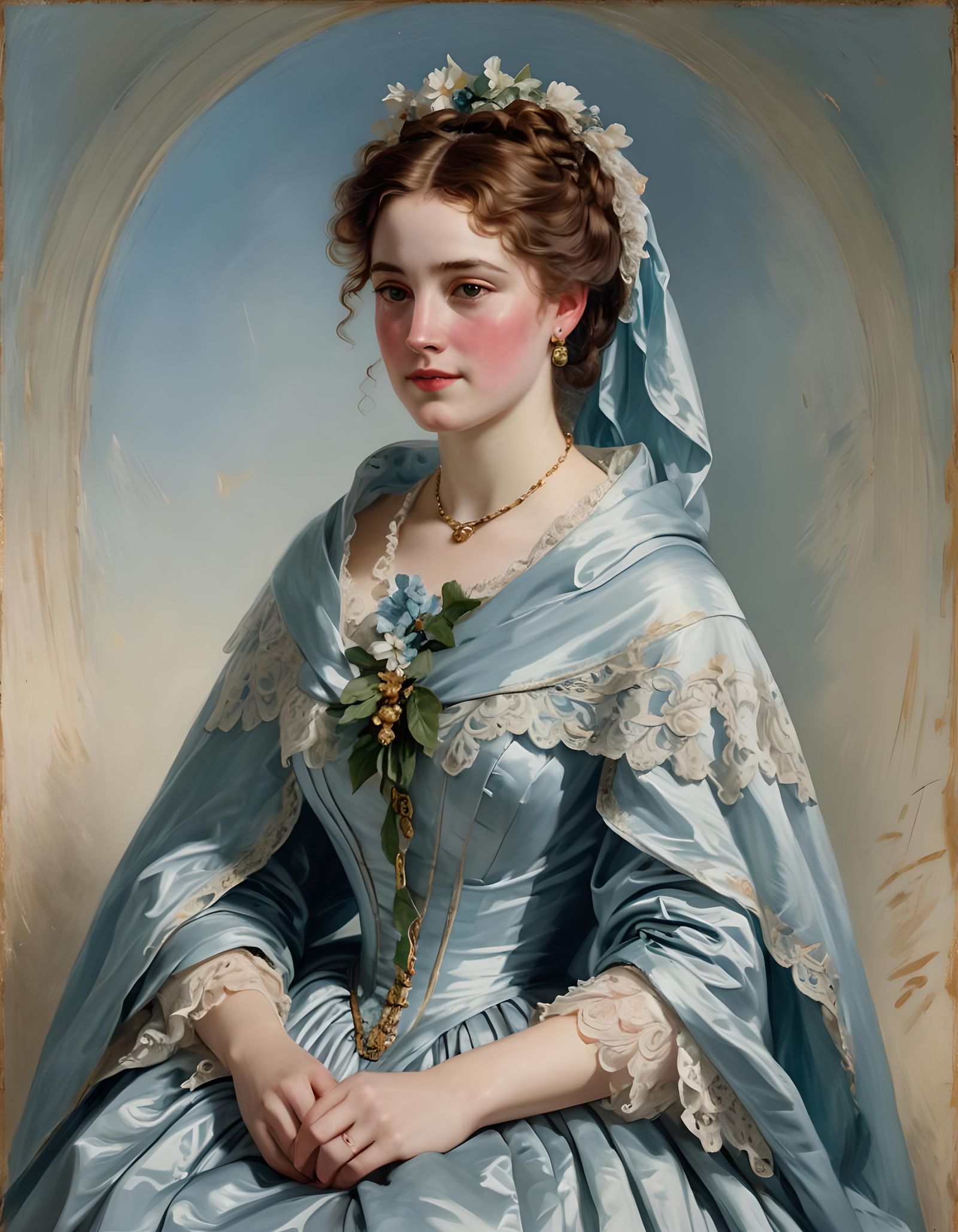 Victorian Woman Portrait in Oil Painting Style