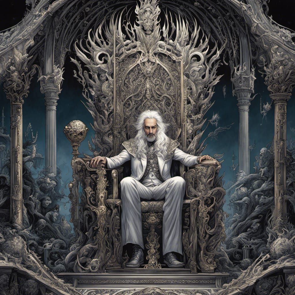 Gothic King on Fire Throne, Comic Book Art