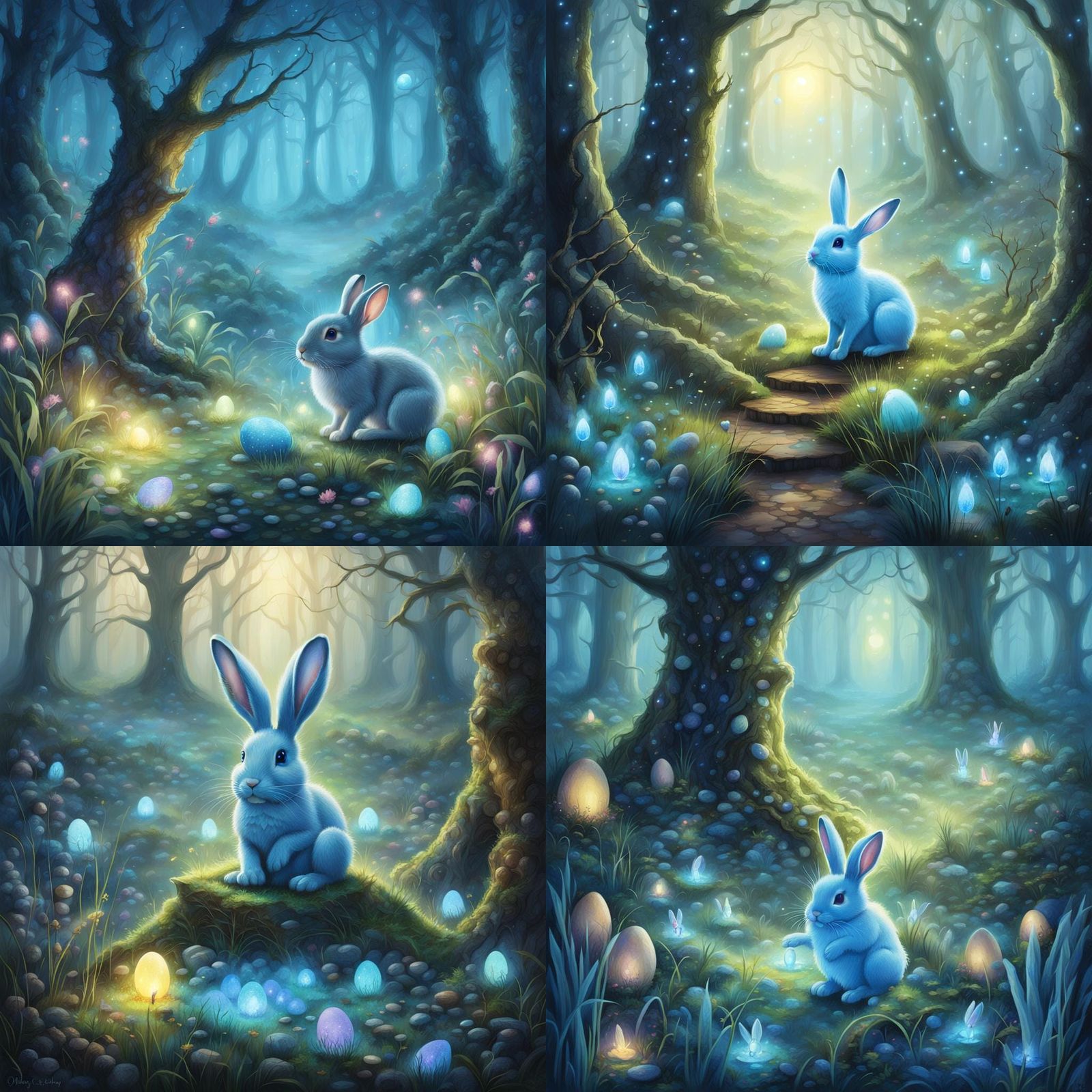 Enchanted Rabbit Fairy Forest with Easter Eggs