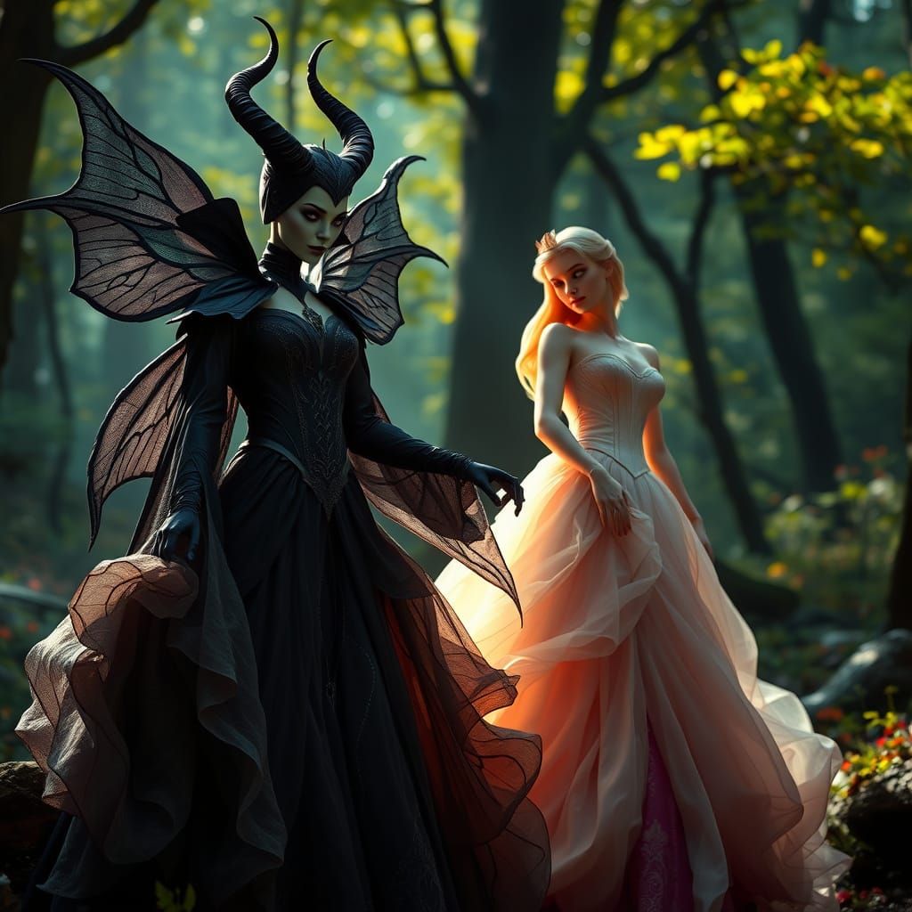 Maleficent and Aurora in a Dark Fairy Tale