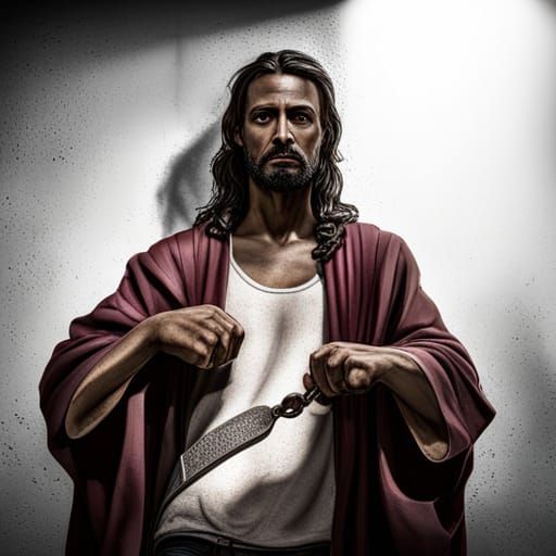Jesus' Arrest in Dark Alley: Hyperrealistic Rendering