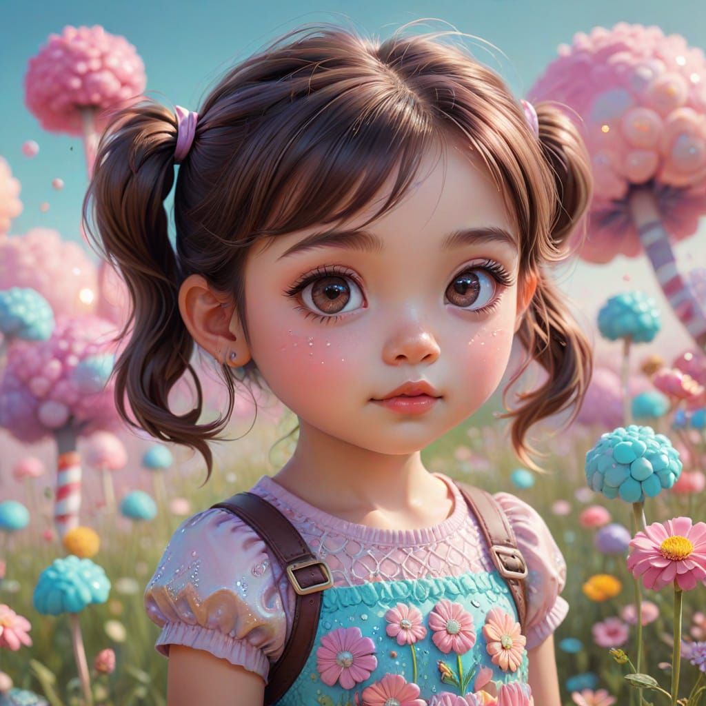 Psychedelic Toddler in Candyland: A Digital Art Dream