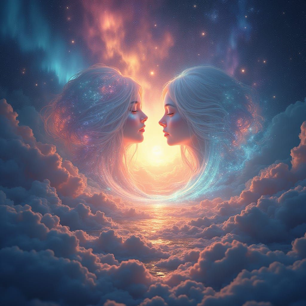 Surreal Convergence of Souls in Vibrant Auroras