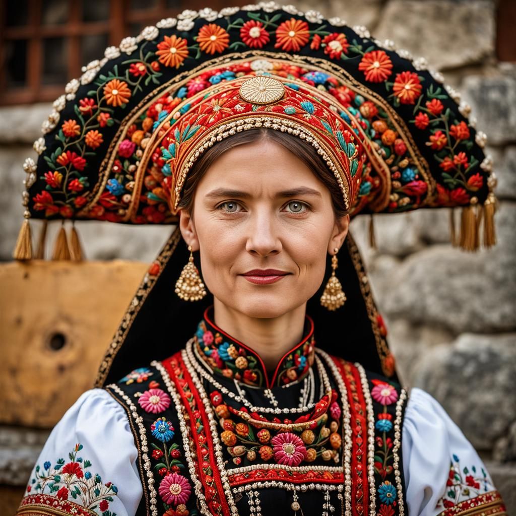 Serbian Woman in Traditional Folk Costume