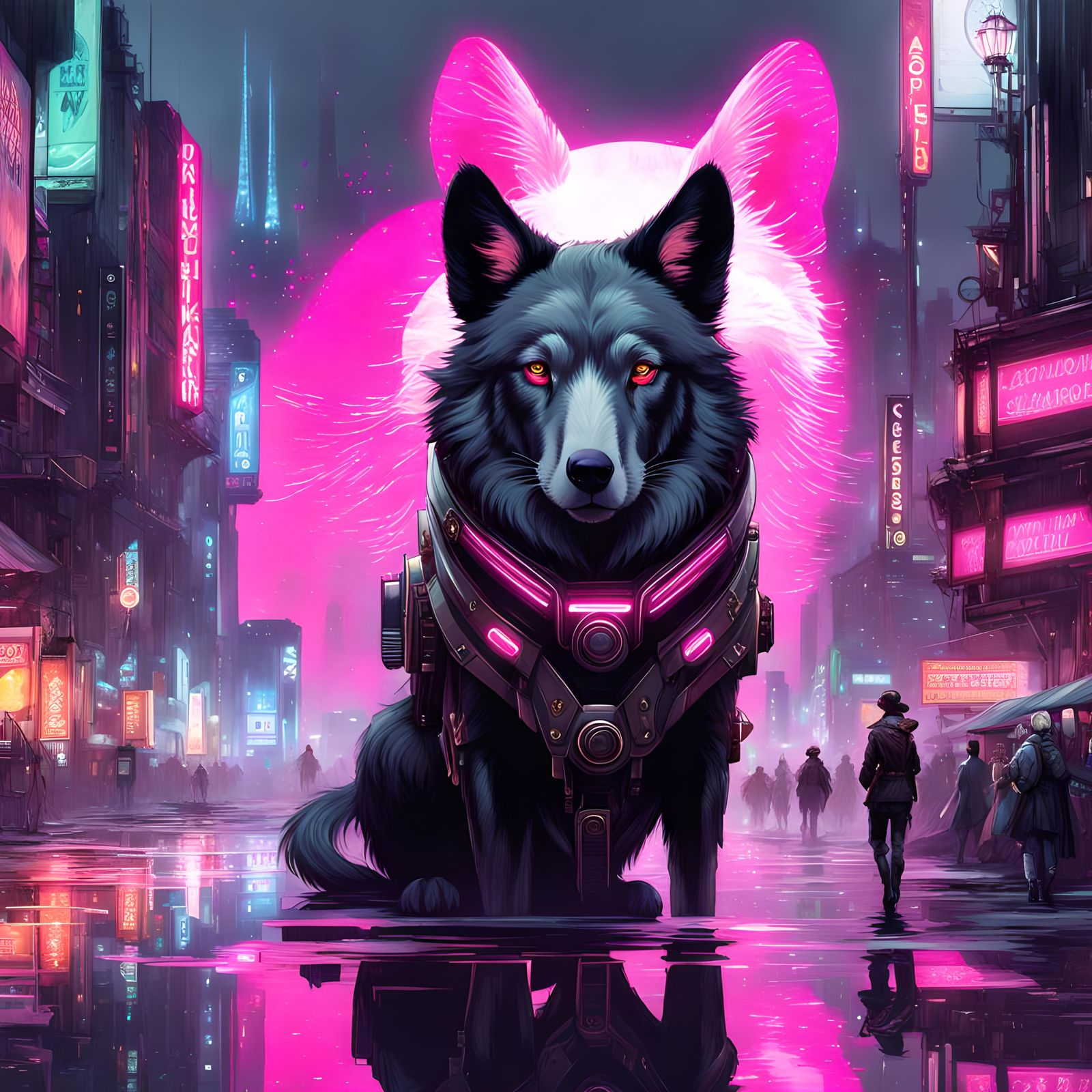Cyberpunk Anime Animal Portrait in Steampunk Style
