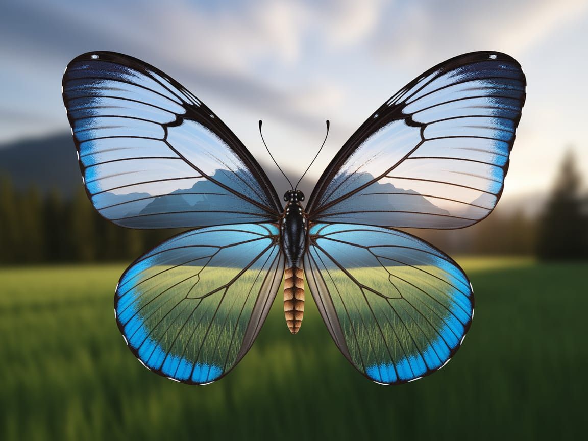Majestic Butterfly with Ethereal Landscape