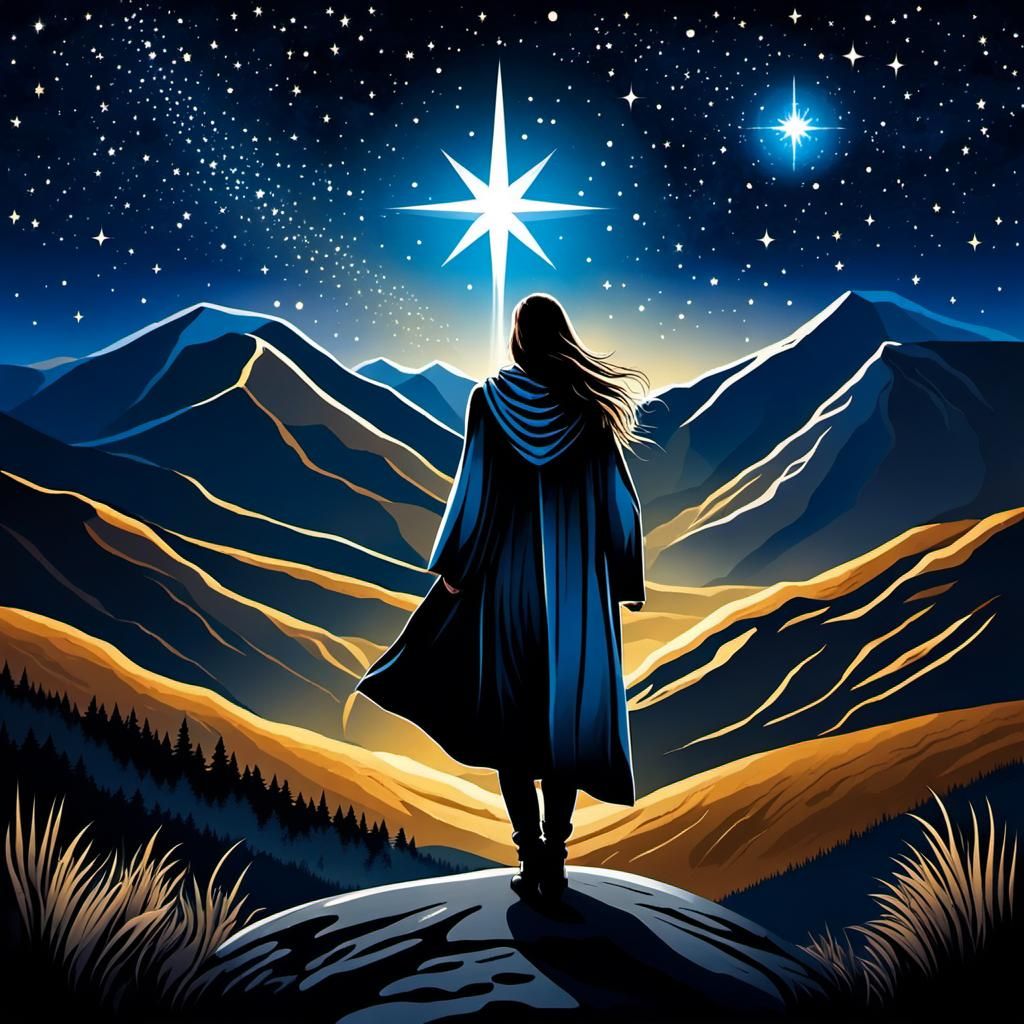 Breathtaking Starry Path to Hope in Action Painting Style