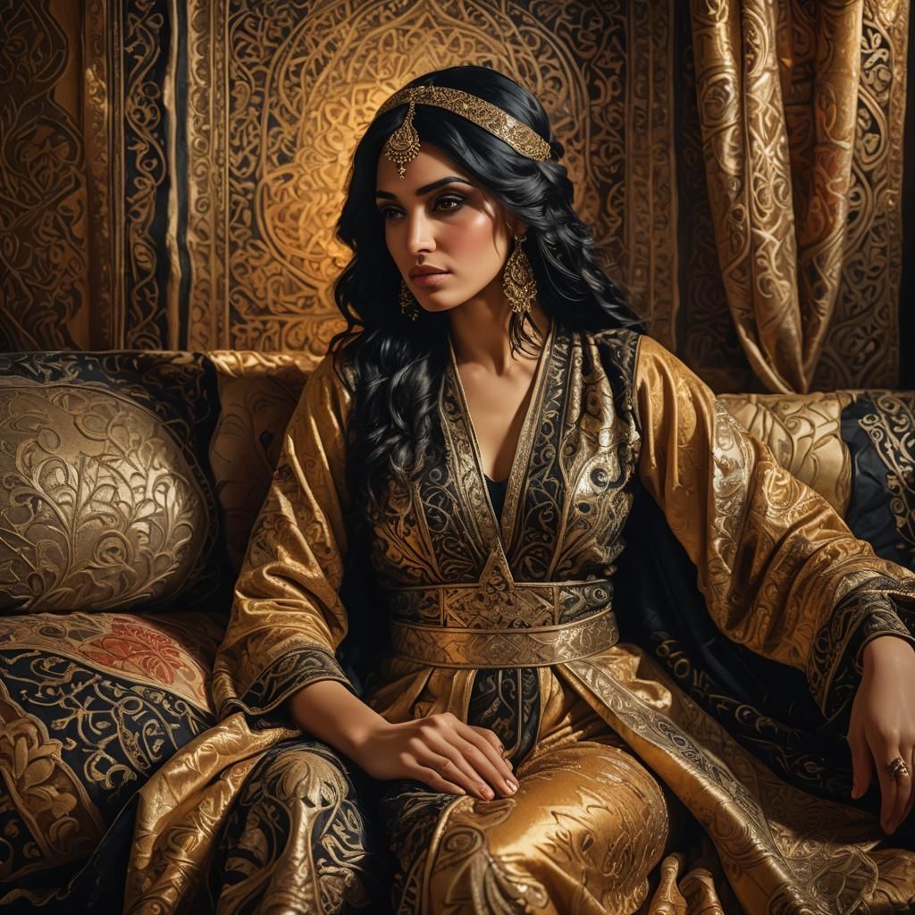 Middle Eastern Woman in Harem Clothes: Orientalist Art