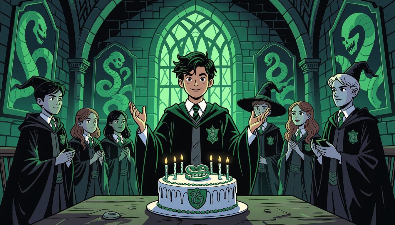 Halloween Birthday Party in Slytherin Style Graphic Novel