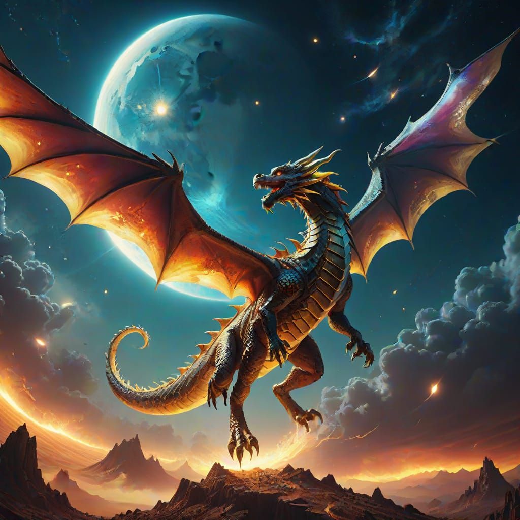 Dragon Soars Through Celestial Bodies in Epic Lunar Eclipse ...