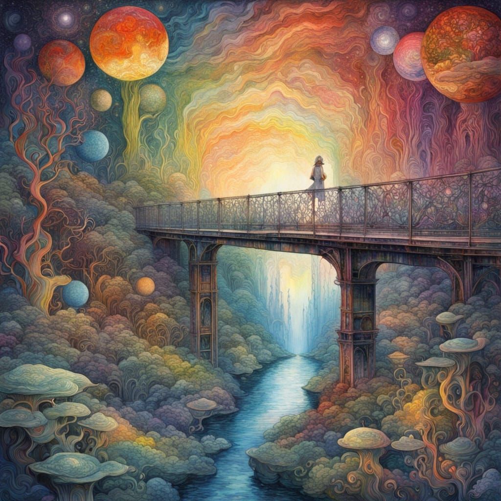 Cosmic Bridge in Vibrant Hues