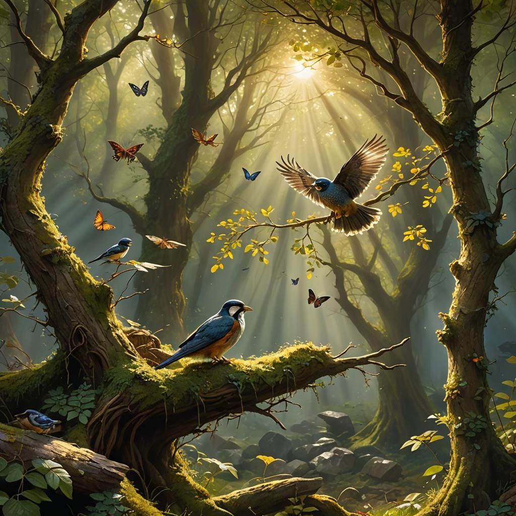 Peregrine Took Napping in Forest Glen, Vermeer Style