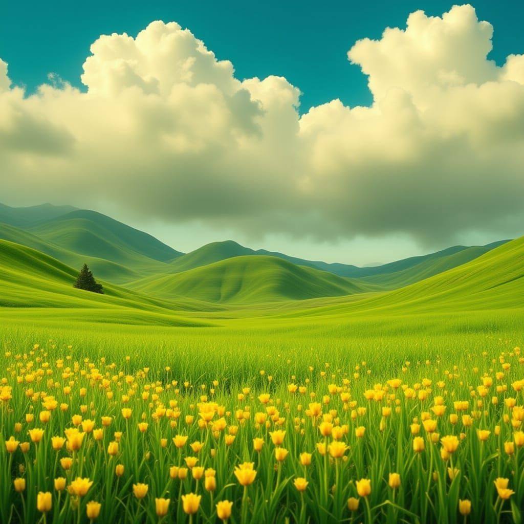 Barefoot in the Grass: A Fantasy Landscape