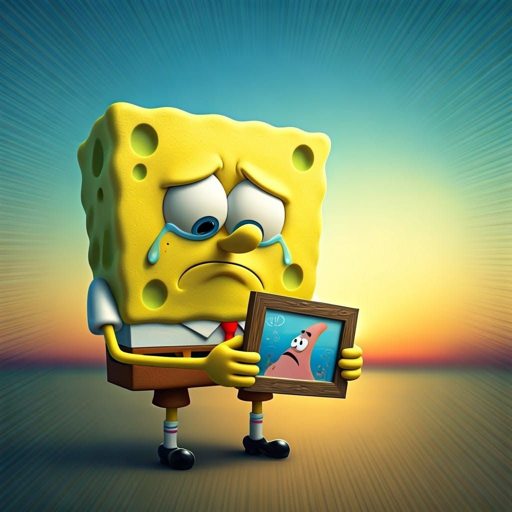 SpongeBob Mourns the Loss of Patrick Star in a Vibrant Sunse...