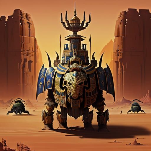 Regal Warrior in Ancient SCARAB Armor, Inspired by Fantasy A...