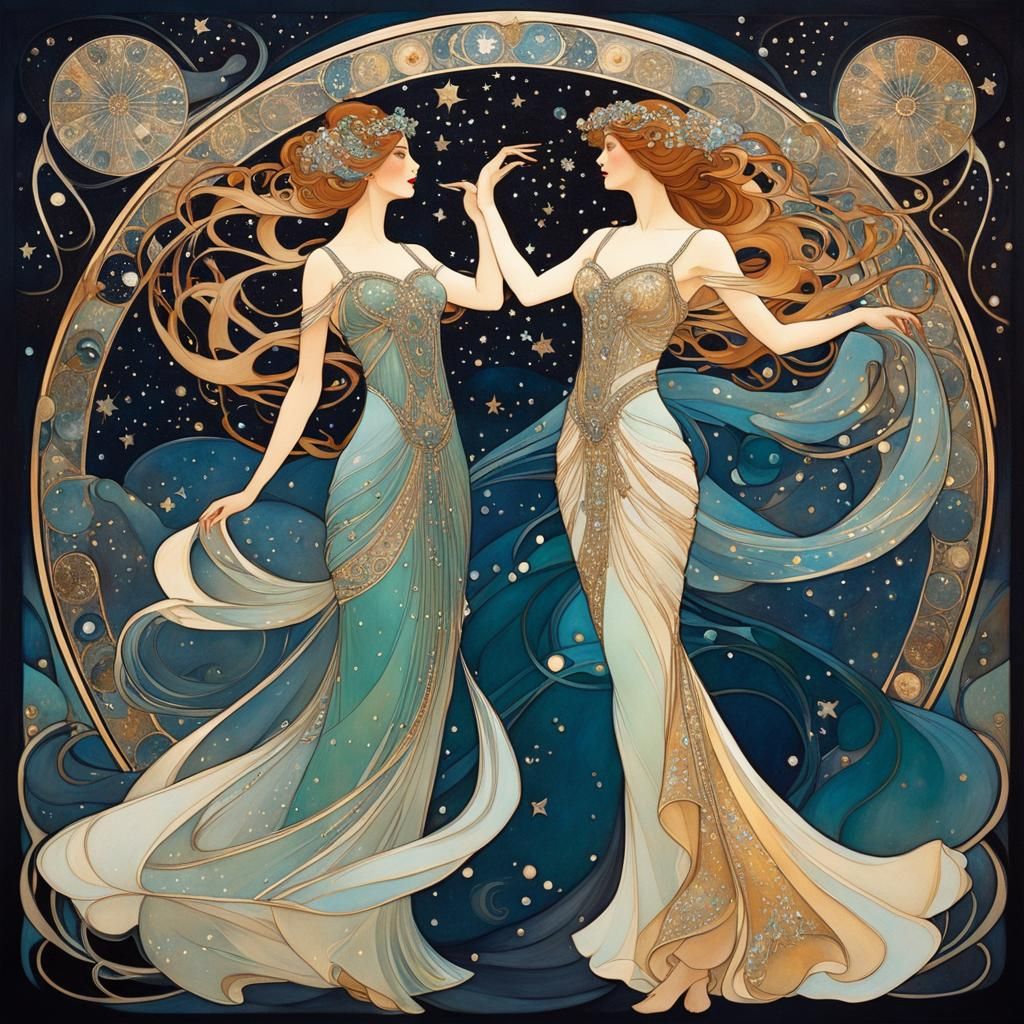 Elegant Muses Dance in Art Nouveau Style