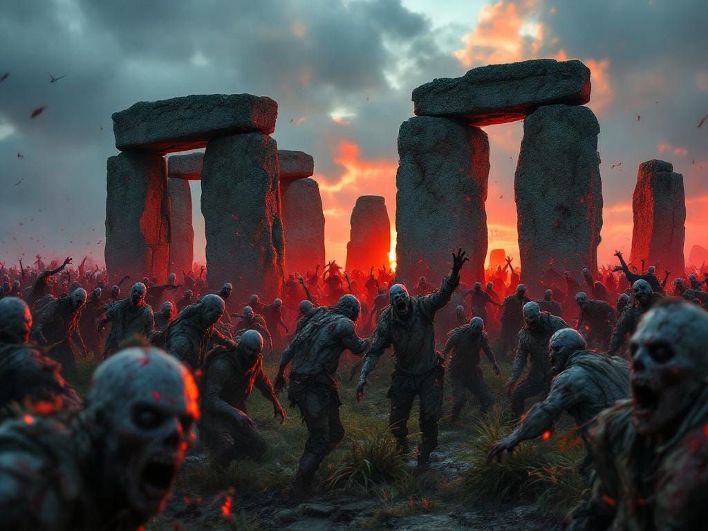 Zombie Horde at Stonehenge in Hyperrealistic HDR