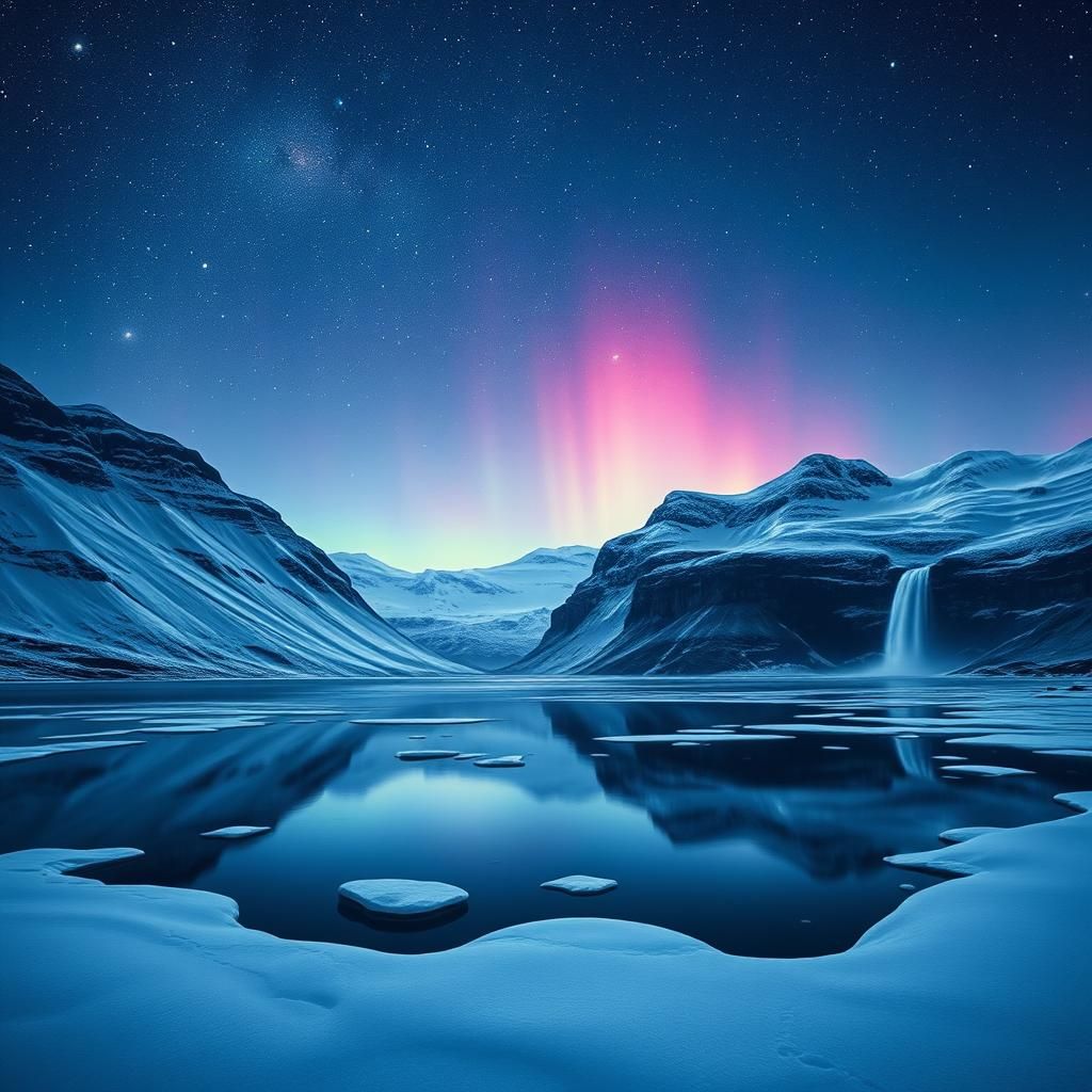 Iceland Winter Aurora Landscape Reflection