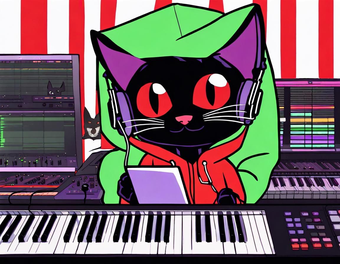 Black Cat DJ in Graffiti Art Style