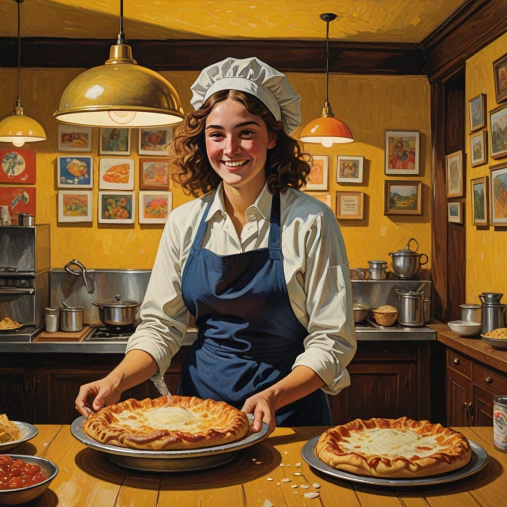 Nostalgic Pizzeria Scene in Homage to Edward Hopper