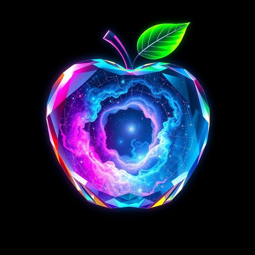 Crystal Apple Encapsulating Space: A Synthwave Vision