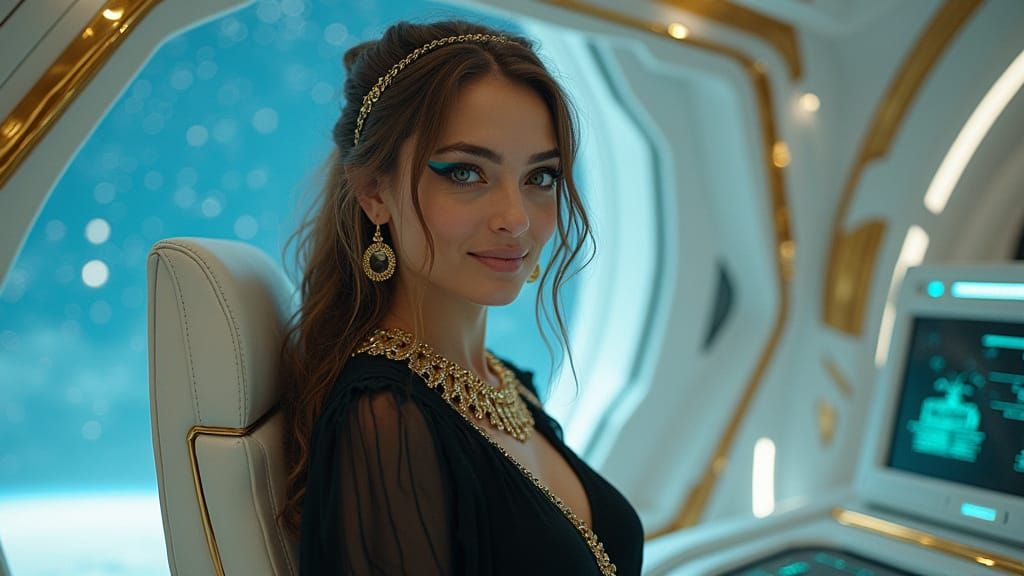 Elegant Space Commander in Ancient Egyptian Style